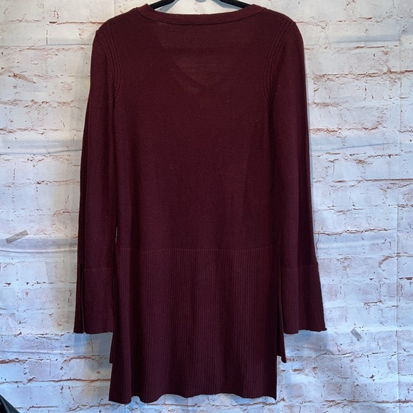 Free People Sweater Womens Small Red Burgundy Cross Cross Tunic Side Split Hem - Picture 5 of 9